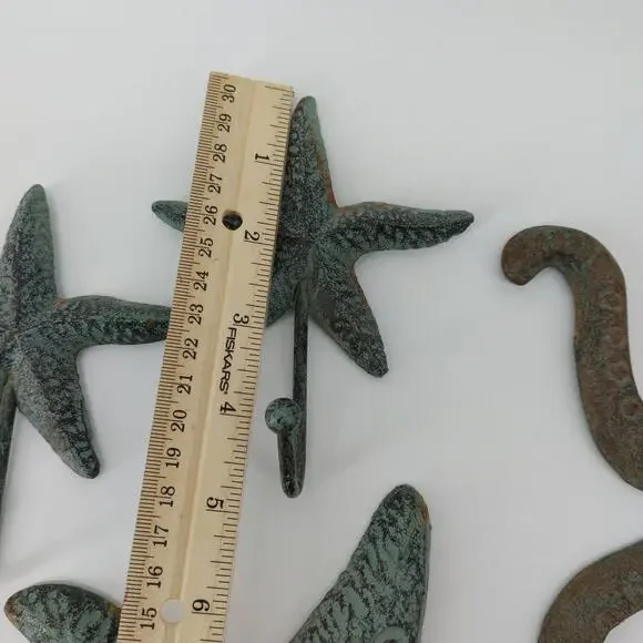 Bath Metal Coastal Mermaid Starfish Green Distressed 7 pcs - Picture 6 of 16